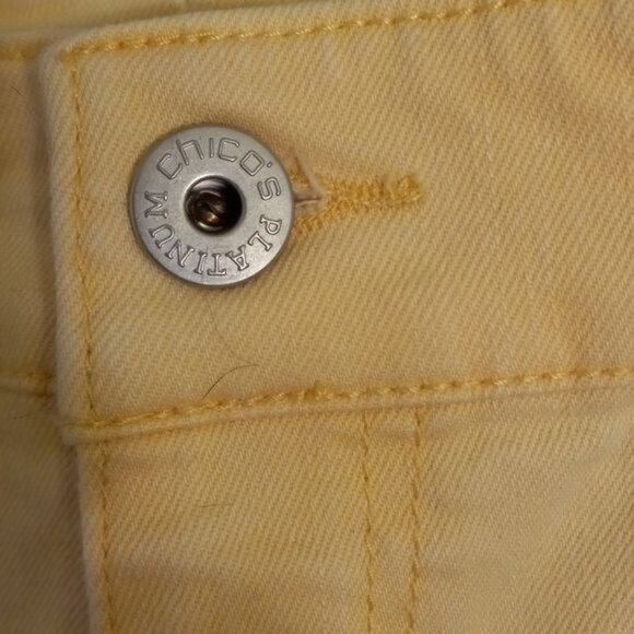 Chicos Platinum Denim Size 1.5 M Womens Jeans Ankle Length Yellow Slim Fit - Picture 6 of 12